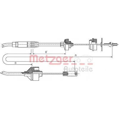 Cavo frizione Metzger Citroën Berlingo Peugeot Partner - Controllo frizione Cavo frizione Metzger Citroën Berlingo Peugeot Partner - Controllo frizione