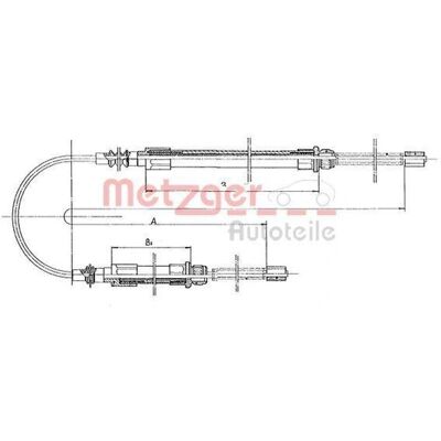Metzger Cablu de frână de mână spate Citroën C25 Metzger Cablu de frână de mână spate Citroën C25