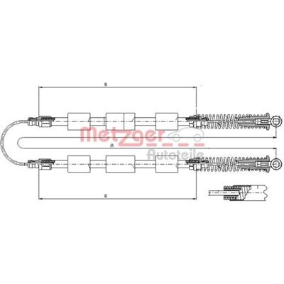 Metzger Fiat Cinquecento Seicento Håndbremsekabel - Bag, 2670mm Metzger Fiat Cinquecento Seicento Håndbremsekabel - Bag, 2670mm