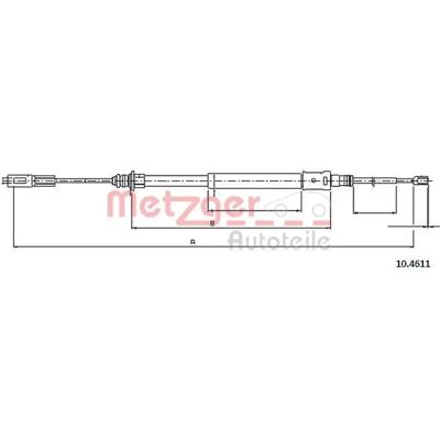 Metzger K16756 Parking Brake Cable for Citroën C5 - Rear Left & Right Metzger K16756 Parking Brake Cable for Citroën C5 - Rear Left & Right