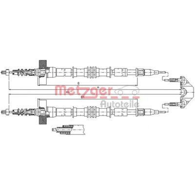 Metzger Opel Zafira A Bageste parkeringskabel - 1680/1495 mm Metzger Opel Zafira A Bageste parkeringskabel - 1680/1495 mm