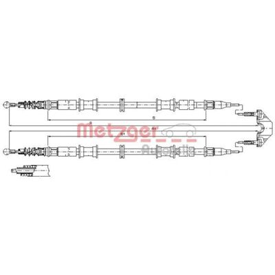 Metzger Model 11.5866 Bagerste Håndbremse Kabel - Bremse System Metzger Model 11.5866 Bagerste Håndbremse Kabel - Bremse System