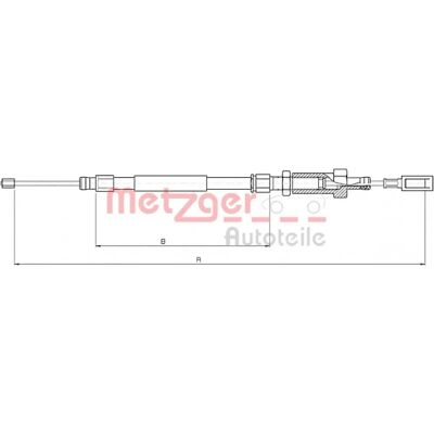 Metzger Forreste Håndbremskabel til Citroën Jumper - Skivebremse, 1463mm Metzger Forreste Håndbremskabel til Citroën Jumper - Skivebremse, 1463mm