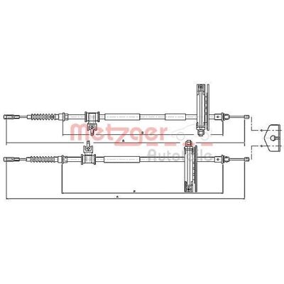 Cavo Freno a Mano Metzger per Ford Focus - Posteriore, 1770/1590mm Cavo Freno a Mano Metzger per Ford Focus - Posteriore, 1770/1590mm