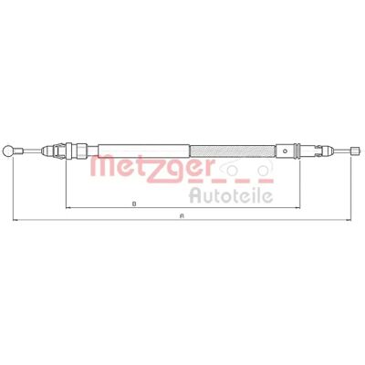 Metzger Model 10.4738 Baghåndbremseslange - Parkeringsbremse Metzger Model 10.4738 Baghåndbremseslange - Parkeringsbremse