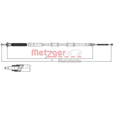Metzger 12.0718 Cavo freno a mano posteriore destro - cavo freno di stazionamento Metzger 12.0718 Cavo freno a mano posteriore destro - cavo freno di stazionamento