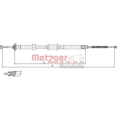 Cavo del Freno a Mano Metzger per Fiat 500 - Posteriore Destra Cavo del Freno a Mano Metzger per Fiat 500 - Posteriore Destra