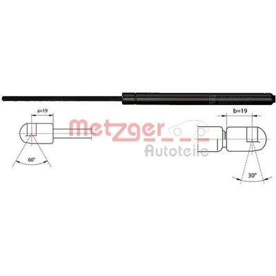 Metzger Motorhuvsgasfjäder - 730mm-308mm-350N Metzger Motorhuvsgasfjäder - 730mm-308mm-350N