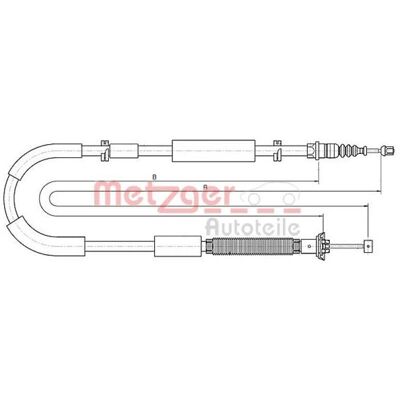 Metzger 12.0722 Handremkabel voor Fiat Bravo - Parkeerrem Metzger 12.0722 Handremkabel voor Fiat Bravo - Parkeerrem