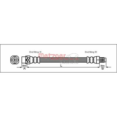 Tubo del freno Metzger BMW Serie 5 - M10 x 1 - 413mm - Tubo freno Tubo del freno Metzger BMW Serie 5 - M10 x 1 - 413mm - Tubo freno