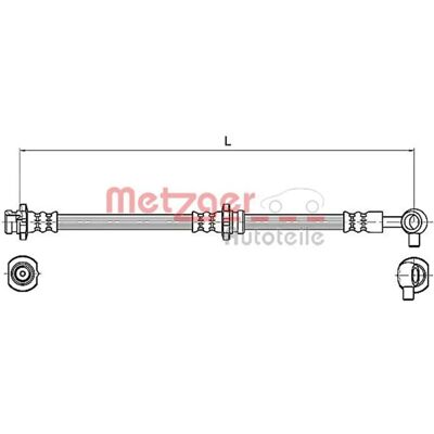 Metzger 4110131 Jarruletku - Jarruletku, M10 x 1, 505mm, Banjo-liitäntä Metzger 4110131 Jarruletku - Jarruletku, M10 x 1, 505mm, Banjo-liitäntä