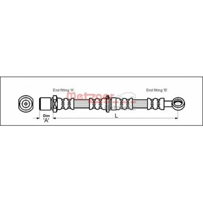 Metzger Model 4110200 Bremseslange - M10 x 1 Banjokobling - Subaru Impreza Metzger Model 4110200 Bremseslange - M10 x 1 Banjokobling - Subaru Impreza