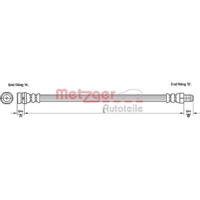 Metzger Modello Ford Tubo del Freno Posteriore 417mm Metzger Modello Ford Tubo del Freno Posteriore 417mm