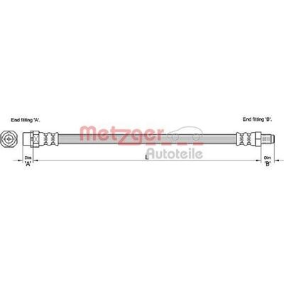Tubo freno Metzger - Anteriore BMW 5-6 Serie 552mm M10 x 1 Tubo freno Metzger - Anteriore BMW 5-6 Serie 552mm M10 x 1