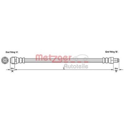 Tubo freno Metzger Mercedes Viano Vito - Posteriore 327mm M10 x 1 Tubo freno Metzger Mercedes Viano Vito - Posteriore 327mm M10 x 1