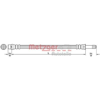 Tubo del freno Metzger - M10 x 1, 398mm, per Citroën Berlingo, Volvo C30/V70 Tubo del freno Metzger - M10 x 1, 398mm, per Citroën Berlingo, Volvo C30/V70