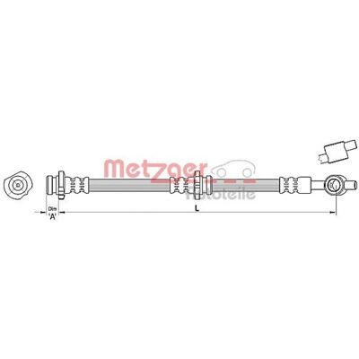 Tubo freno Nissan Metzger - 4110383 - Flessibile, Banjo, 493mm Tubo freno Nissan Metzger - 4110383 - Flessibile, Banjo, 493mm