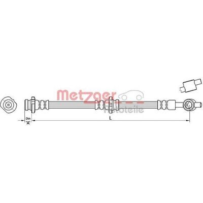 Tubo freno Metzger Nissan - Anteriore sinistra - 493mm - M10 x 1 - Banjo Tubo freno Metzger Nissan - Anteriore sinistra - 493mm - M10 x 1 - Banjo
