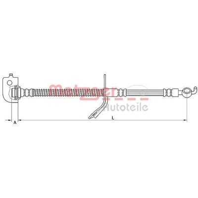 Tubo del freno Metzger Kia - Lunghezza 527mm, M10x1, Banjo, per Kia Cee'd & Cerato Tubo del freno Metzger Kia - Lunghezza 527mm, M10x1, Banjo, per Kia Cee'd & Cerato