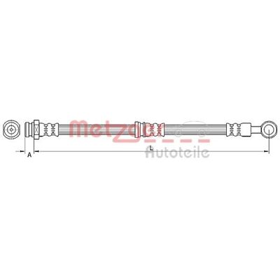 Tubo del freno Metzger - M10 x 1 - 582mm - Frontale Destra - Tipo di Freno Tubo del freno Metzger - M10 x 1 - 582mm - Frontale Destra - Tipo di Freno