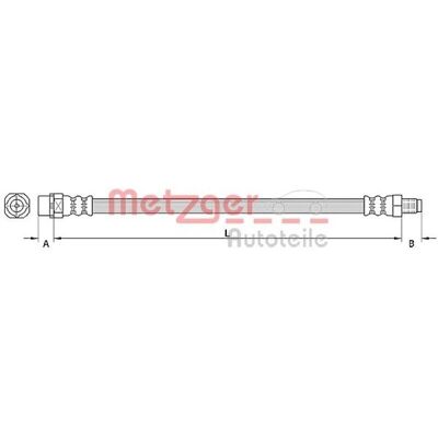 Bremse slange Metzger M10 x 1 496mm - Slange Bremse slange Metzger M10 x 1 496mm - Slange