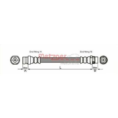 Tubo freno Metzger - 186mm, Filetto F10 x 1 Tubo freno Metzger - 186mm, Filetto F10 x 1