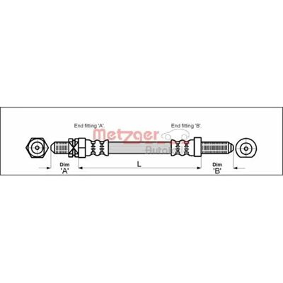 Metzger Tubo Freno Ford Escort Orion - Posteriore Sinistro 253mm M10 x 1 Metzger Tubo Freno Ford Escort Orion - Posteriore Sinistro 253mm M10 x 1