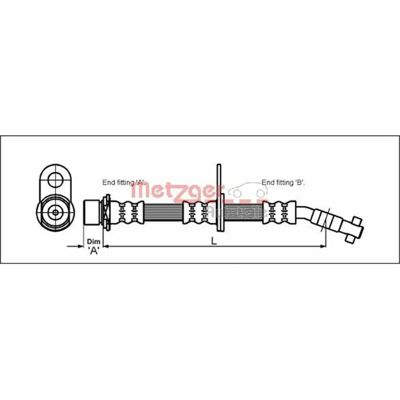 Tubo freno Metzger Toyota Avensis - Anteriore Destro 500mm Tubo freno Metzger Toyota Avensis - Anteriore Destro 500mm