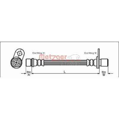 Metzger Toyota Bremseslange - 4112183 - Fleksibel, 326mm Metzger Toyota Bremseslange - 4112183 - Fleksibel, 326mm