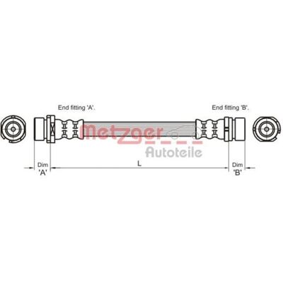 Tubo del freno Metzger - Ford Fiesta Mazda 2 Posteriore 302mm Tubo del freno Metzger - Ford Fiesta Mazda 2 Posteriore 302mm