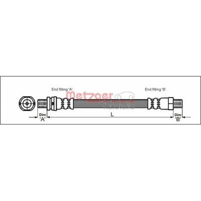 Metzger bremseledning - M10 x 1 - 544mm - Bremseledning til Ford Metzger bremseledning - M10 x 1 - 544mm - Bremseledning til Ford