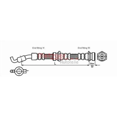 Tubo freno Mazda - Posteriore, 508mm, M10 x 1 Tubo freno Mazda - Posteriore, 508mm, M10 x 1