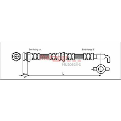 Metzger Mazda jarruputki - Etuosa, M10, Banjo - 4114780 Metzger Mazda jarruputki - Etuosa, M10, Banjo - 4114780