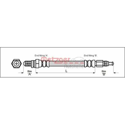 Metzger bremse slange til Ford Ka - 478mm, M10 x 1 gevind, OEM kompatibel Metzger bremse slange til Ford Ka - 478mm, M10 x 1 gevind, OEM kompatibel