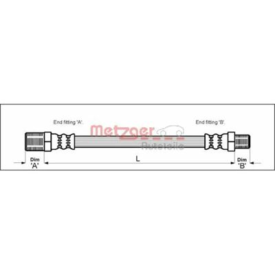 Metzger Kompakter Bremsschlauch für Mini - Vorne, 273mm Metzger Kompakter Bremsschlauch für Mini - Vorne, 273mm