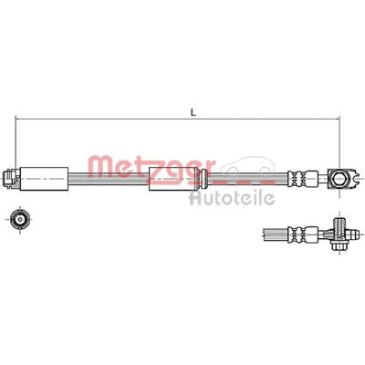 Metzger jarruletku M10 x 1 Pituus 564mm - Jarruosa Metzger jarruletku M10 x 1 Pituus 564mm - Jarruosa
