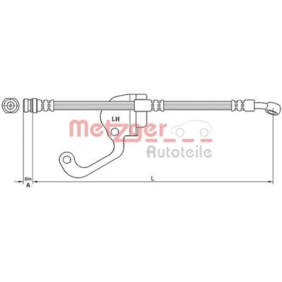 Metzger Hyundai Terracan bremse slange - M10 x 1 SF, 428mm, Banjo Metzger Hyundai Terracan bremse slange - M10 x 1 SF, 428mm, Banjo
