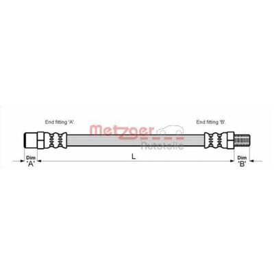 Metzger Framaxel bromsslang BMW 5/6 - 425mm, M10 x 1 Metzger Framaxel bromsslang BMW 5/6 - 425mm, M10 x 1