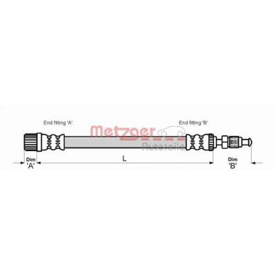 Metzger Bremserør Peugeot 405 - 470mm, M10x1, F10x1 - Bremsedel Metzger Bremserør Peugeot 405 - 470mm, M10x1, F10x1 - Bremsedel