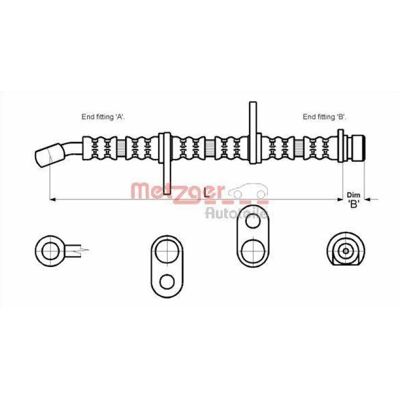 Metzger Honda bremseslange - 560mm længde - F10 x 1 gevind - Til Civic/CRX Metzger Honda bremseslange - 560mm længde - F10 x 1 gevind - Til Civic/CRX