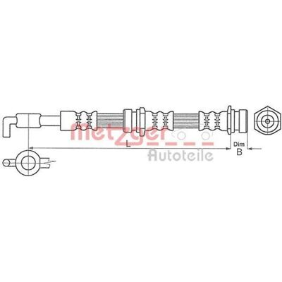 Metzger bremseslange - Mazda 626 Xedos - Foran - 392mm Metzger bremseslange - Mazda 626 Xedos - Foran - 392mm