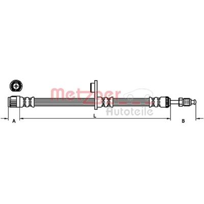 Tubo del Freno Metzger - 461mm Filettatura M10×1 SF Tubo del Freno Metzger - 461mm Filettatura M10×1 SF