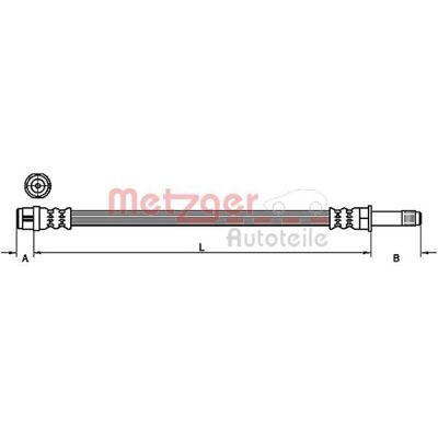 Tubo del freno Metzger - Filettatura M10x1 - 246mm - per Audi A8 D4 Tubo del freno Metzger - Filettatura M10x1 - 246mm - per Audi A8 D4