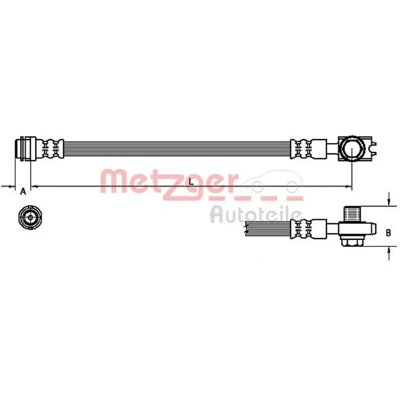Metzger Bremse Slange - VW Passat 285mm M10×1 SF - Bremsestype Metzger Bremse Slange - VW Passat 285mm M10×1 SF - Bremsestype