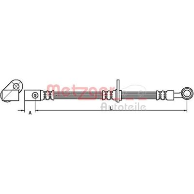 Tubo del Freni Metzger - M10x1 Banjo - 531mm di Lunghezza - Tubo del Freni Tubo del Freni Metzger - M10x1 Banjo - 531mm di Lunghezza - Tubo del Freni