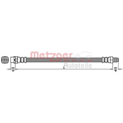 Metzger Brake Hose - M10x1 SF, 277mm length, Thread 1: 11.3mm, Thread 2: 14mm Metzger Brake Hose - M10x1 SF, 277mm length, Thread 1: 11.3mm, Thread 2: 14mm