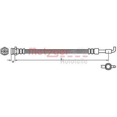 Tubo del Freno Metzger Gs1d43810b - 322mm, M10x1, Attacco banjo Tubo del Freno Metzger Gs1d43810b - 322mm, M10x1, Attacco banjo