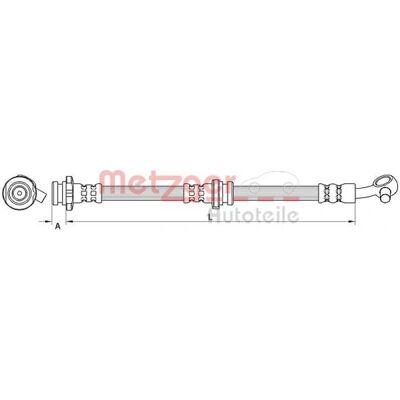 Metzger Nissan Qashqai bremserør - Venstre foraksel, 622mm, M10x1, Banjo Metzger Nissan Qashqai bremserør - Venstre foraksel, 622mm, M10x1, Banjo