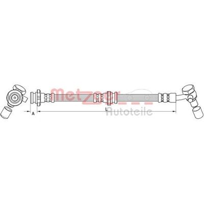 Metzger Renault Kadjar bremserør - Venstre forreste 622mm M10x1 Metzger Renault Kadjar bremserør - Venstre forreste 622mm M10x1
