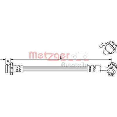 Modello Metzger Renault - Tubo freno posteriore destro - 200mm Modello Metzger Renault - Tubo freno posteriore destro - 200mm